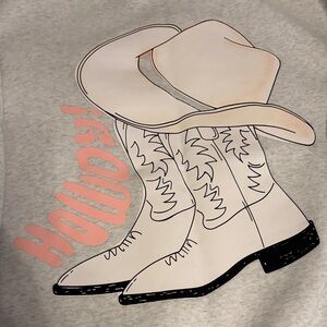 Kittenish Cream & Pink Cowboy Boots and Hat Graphic Sweatshirt